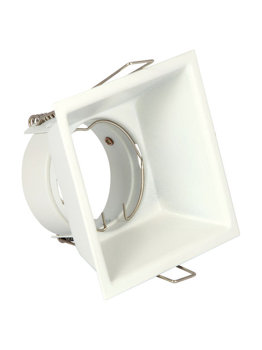 VK Lighting VK/03013G/W Τετράγωνο Μεταλλικό Χωνευτό Σποτ με Ντουί GU10 σε Λευκό χρώμα 8.8x8.8cm